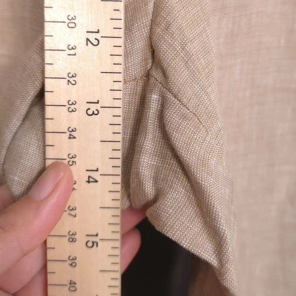 Tasso Elba 100% Linen Pants Khaki 38W 30L Casual Dress Flat Front‎ Lightweight